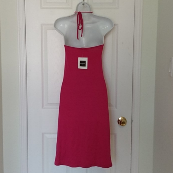 GUESS JEANS NWT Halter Dress Fushia Rose - Picture 4 of 6
